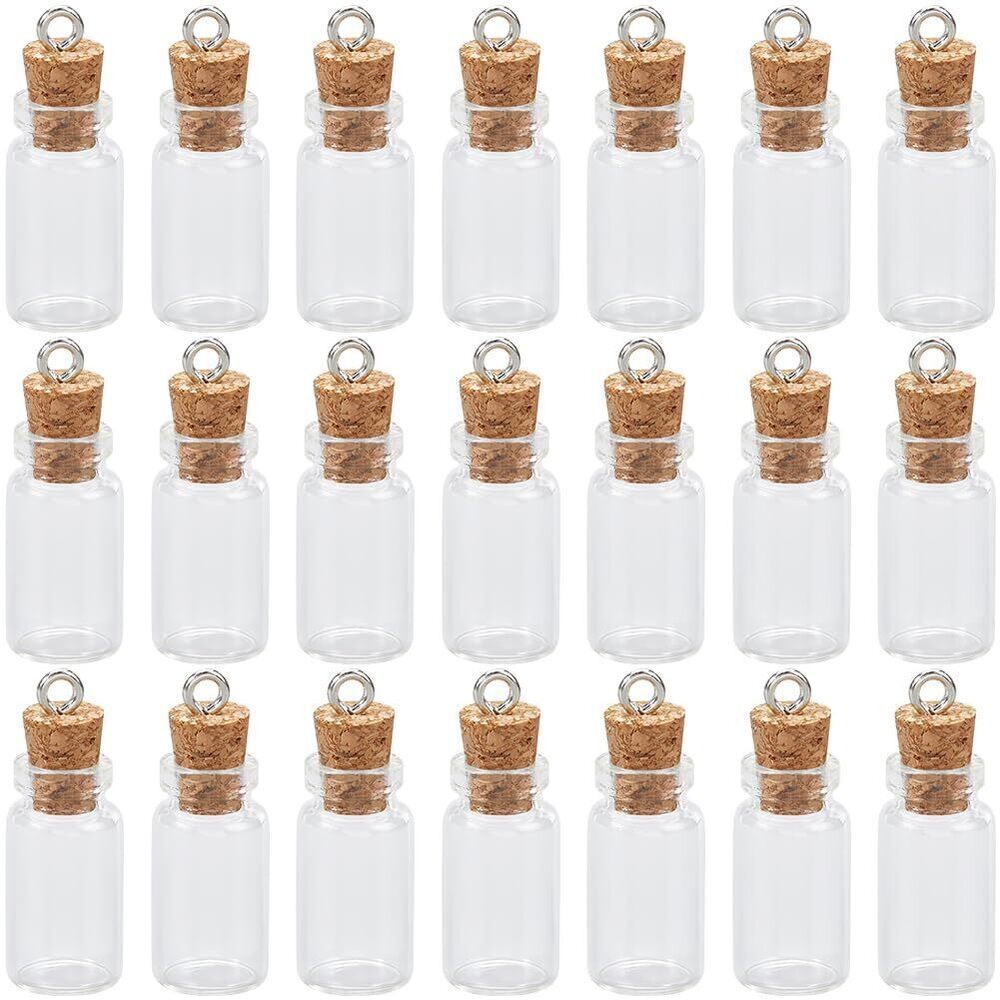 3270 50pcs Glass Bottle Charms Mini Bottle Charms Small Tiny Transparent
